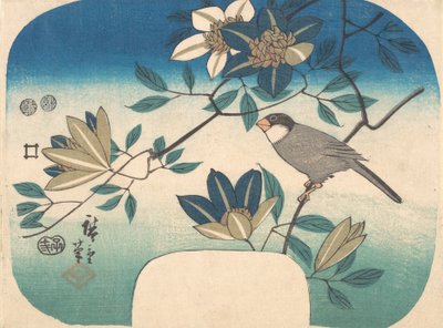 Klematis og fugl, 1852., 1852. af Ando Hiroshige