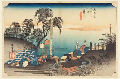 Fujikawa, ah p loa ch of a man, medlem af treoghalvtreds S tachi lyde af te urbane lavere d af Ando Hiroshige