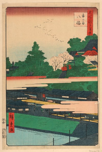 Ichigaya Hachiman fra serien 100 Views of Edo af Ando Hiroshige