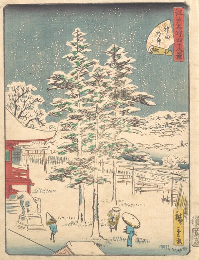 Kanda Temple Snow, 1861., 1861. af Ando Hiroshige