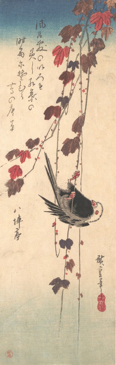 Langhalemejse på efterårsvedbend, ca. 1835., ca. 1835. af Ando Hiroshige