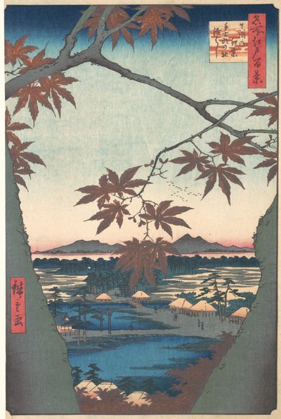 Maples at Mama, fra serien One Hundred Famous Views of Edo, ca. 1857., ca. 1857. af Ando Hiroshige