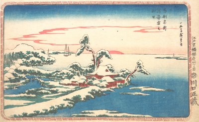 Nytårssolopgang efter sne ved Susaki, ca. 1831., ca. 1831. af Ando Hiroshige