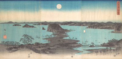Panorama over de otte udsigter over Kanasawa under en fuldmåne, 1857., 1857. af Ando Hiroshige