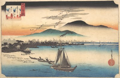 Hjemvendte gæs ved Katada, 1800-tallet. af Ando Hiroshige