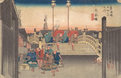 Stations One: Morgenudsigt over Nihonbashi, ca. 1833-34., ca. 1833-34. af Ando Hiroshige