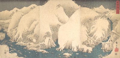 Kiso-bjergene i sne, dateret 8. måned af Snak..., dateret 8. måned af Snake-året, 1857. af Ando Hiroshige
