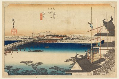 Yoshida (Ridge Toyokawa), medlem Te fifty-Three S Tachi lyden af ​​byen lavere d af Ando Hiroshige