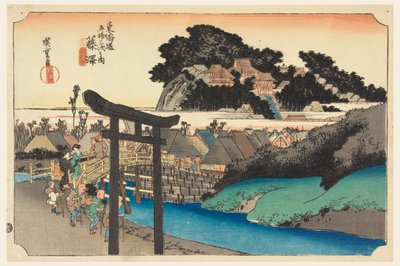 Yugoyoji Tempe (Fugisawa), Intefifty Threre S-stationer på Teto Kaido Road (Tokaido Gojusan Next House) af Ando Hiroshige