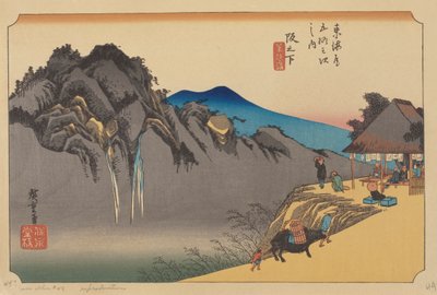 Sakamoshita Station (farvet træblok) af Ando or Utagawa (after) Hiroshige