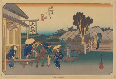 Totsuka Station (træblok i farver) af Ando or Utagawa (after) Hiroshige