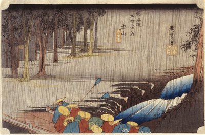 (Figurer på bro i regn) af Ando or Utagawa Hiroshige