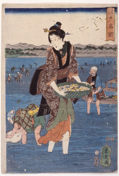 (Stor vadende kvindefigur) af Ando or Utagawa Hiroshige