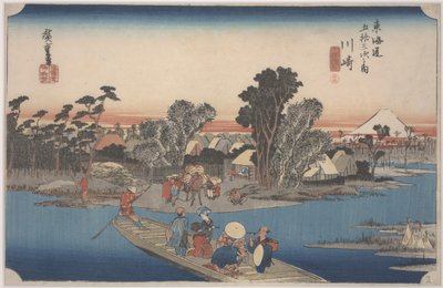 En færge på Rokugo-floden af Ando or Utagawa Hiroshige
