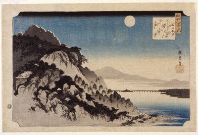 Efterårsmåne over Ishiyama (træblok i farver) af Ando or Utagawa Hiroshige
