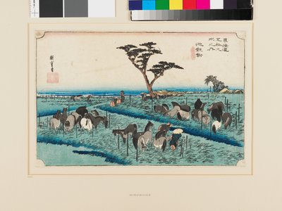 Chiryū: Hestemarked i den tidlige sommer af Ando or Utagawa Hiroshige