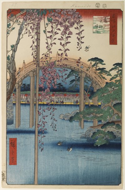 Inde i Kameido Tenjin-helligdommen, 1856 (træbloktryk) af Ando or Utagawa Hiroshige