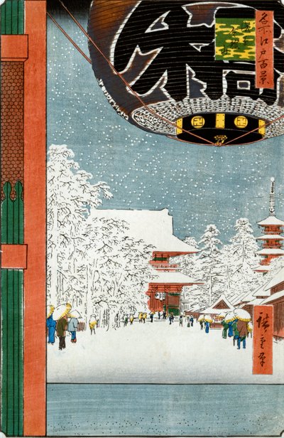 Kinryuzan Temple at Asakusa, fra serien "One Hundred Views of Famous Places in Edo" af Ando or Utagawa Hiroshige