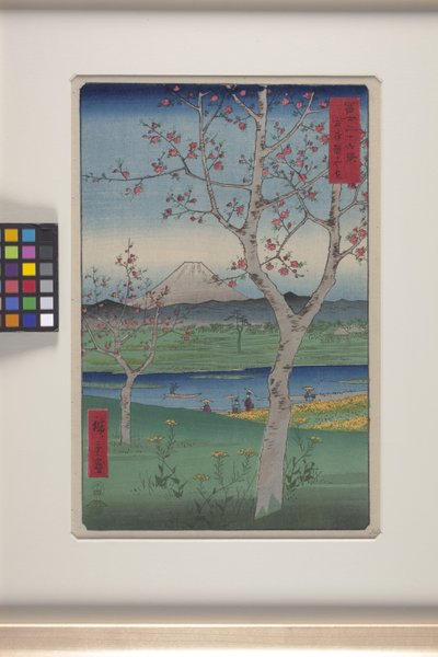 Koshigaya i Musashi-provinsen (Musashi Koshigaya) (træbloktryk i farver) af Ando or Utagawa Hiroshige
