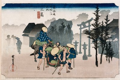 Morning Mist at Mishima", fra serien "The Fifty-Three Stations of The Tokaido", ca. 1834 af Ando or Utagawa Hiroshige