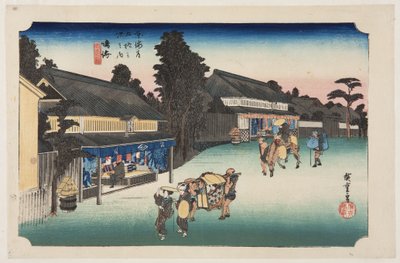 Narumi: Famores Arimatsu Chieged Fabric (Narumi, Meibutsu Arimatsu Shibori) af Ando or Utagawa Hiroshige