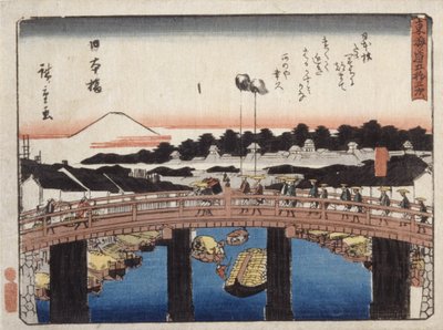 Nihonbashi (træblok i farver) af Ando or Utagawa Hiroshige
