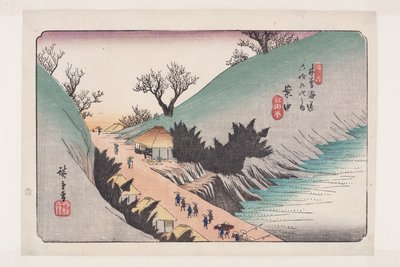 nr. 16, Annaka (træblok i farver) af Ando or Utagawa Hiroshige