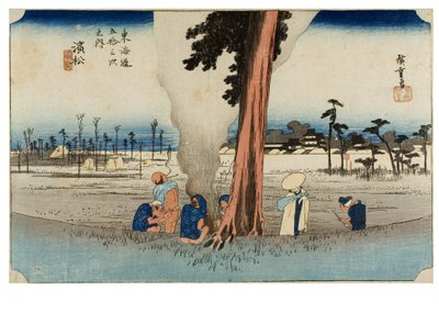 Nr. 30 Hamamatsu - En øde vinterscene, Edo-perioden, ca. 1833-34 (træsnit på papir) af Ando or Utagawa Hiroshige