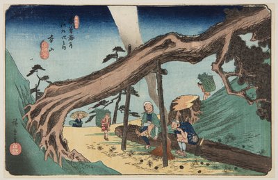 nr. 33, Motoyama (træblok i farver) af Ando or Utagawa Hiroshige