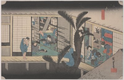 Scene på en kro af Ando or Utagawa Hiroshige