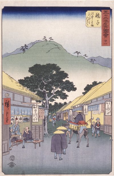 Station 21, Maruko (træblok i farver) af Ando or Utagawa Hiroshige