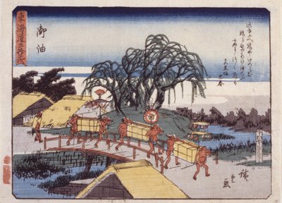 Station 36, Goyu; Kyoka Tokaido-serien (træbloktryk i farver) af Ando or Utagawa Hiroshige