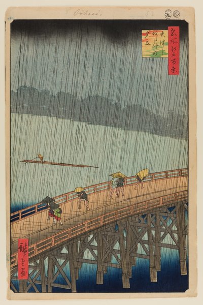 Pludselig byge over Shin-Ohashi-broen og Atake (Ohashi Atake no Yudachi) af Ando or Utagawa Hiroshige