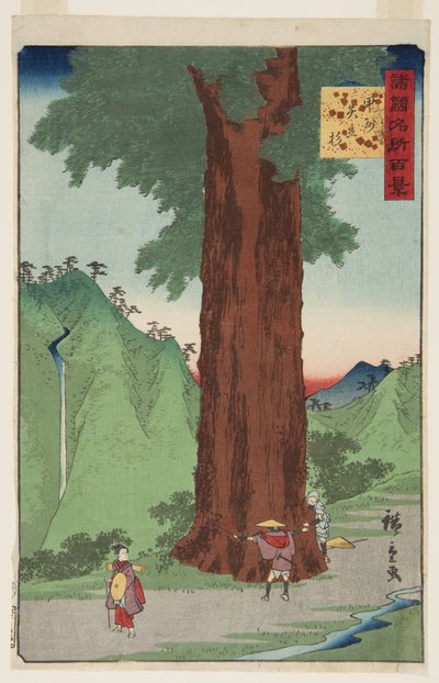 Yatate Cedar Tree i Kai -provinsen (K? Sh? Yatate Sugi) (Color Woodblock Print) af Ando or Utagawa Hiroshige