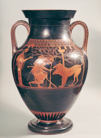 Attic rød-figur mave amfora forestiller Hercules fange Cerberus, græsk, fra Athen, 6. århundrede f.Kr. (keramik) af Andokides Painter