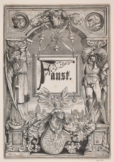 Titelblad og Vignet til en udgave af "Faust", München 1884 af André Bork