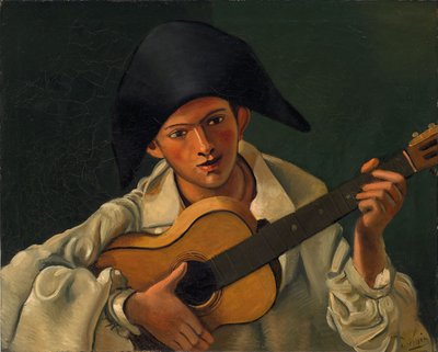 Harlekin-buste med guitar af Andre Derain