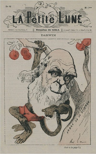 Darwin som abe på La Petite Lune af Andre Gill