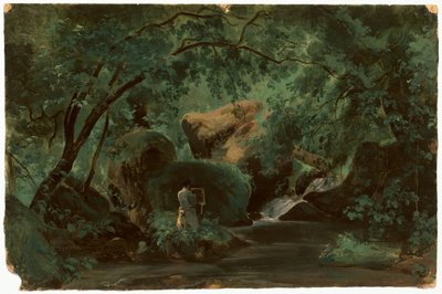 Skovinteriør med en maler, Civita Castellana, 18251830. af André Giroux