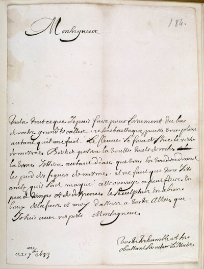 Brev fra Le Nôtre til Grand Condé af Andre Le Notre