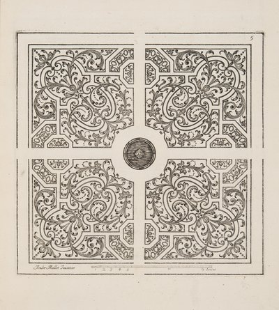 Design for Parterre, fra Theatre des Plans et Jardinages, pub.1652 (gravering) af André Mollet