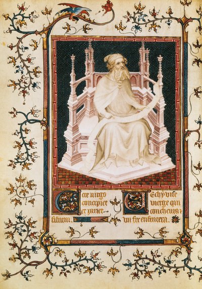 Profeten Esajas, miniature fra Psalter, af Andre Beauneveu for hertugen af Berry, manuskript, Frankrig. af Andre Beauneveu