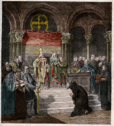 Kejser Henri IV (1050-1106) ved fødderne af pave Gregor VII (1020-85) af Andre Cluysenaar