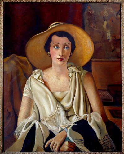 Portræt af Madame Paul Guillaume med den store hat af Andre Derain