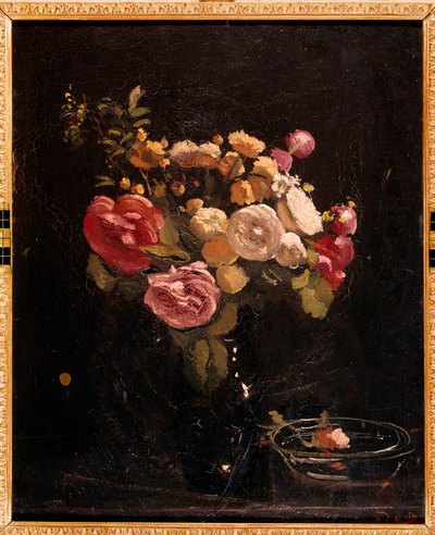Roser i en sort vase, 20. århundrede (olie på lærred) af Andre Derain