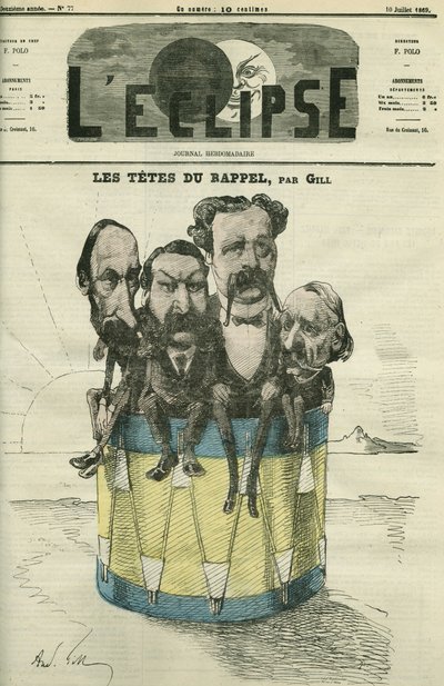 Auguste Vacquerie (1819-1895), Victor Hugo (1802-1885), Charles Hugo (1826-1871) og Paul Meurice (1818-1905), franskmænd med bogstaver. Cover i "" L