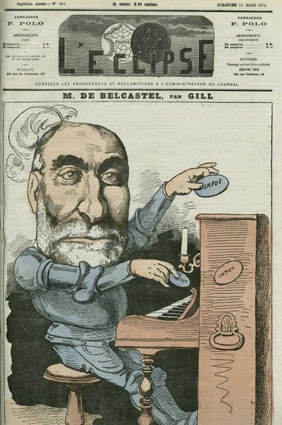 Tegneserie af Gabriel de Belcastel (1821-1890), fransk politiker. Cover i "" L