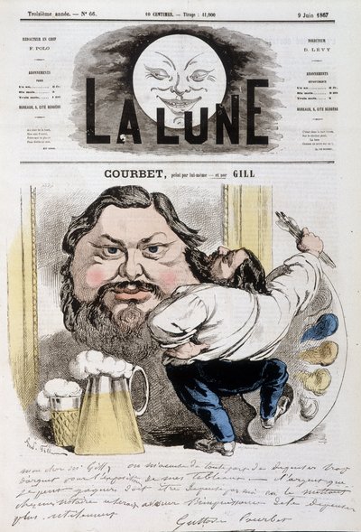 Tegneserie af Gustave Courbet - Illustration af Andre Gill (1840-1885) i "" La Lune"" af 09/06/1867 af Andre Gill