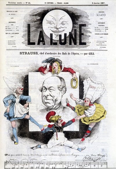 Tegnefilm af Johann Strauss Jr. (1825-1899) i "Månen", 6. januar af Andre Gill