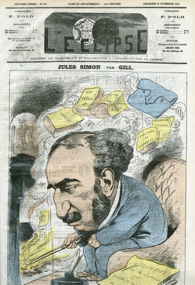 Tegneserie af Jules Simon (1814-1896), politiker, filosofihistoriker, filosof, fransk essayist. Cover i "" L